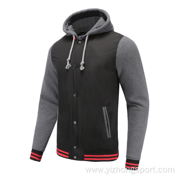 Mens Soccer Wear Zip Up Hoodies Grey Melange